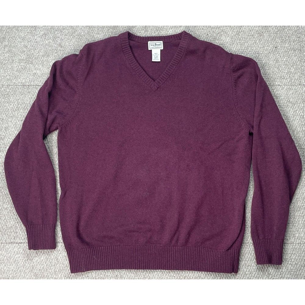 L.L. Bean Vintage Men's Maroon V-neck Long Sleeve Sweater Size XL Reg